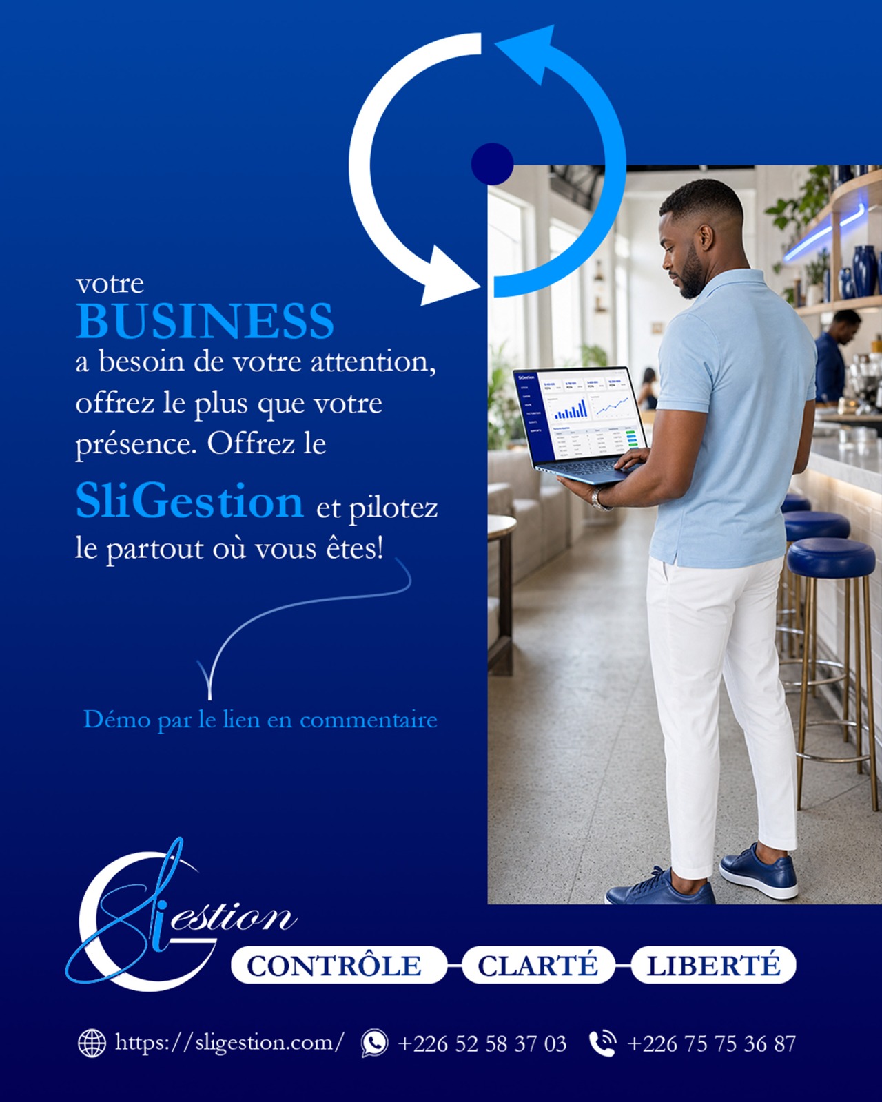 Affiche SLIGestion : pilotez votre business partout où vous êtes