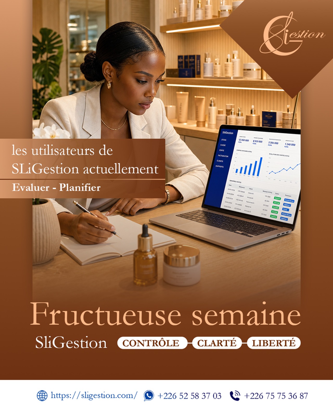 Affiche SLIGestion : évaluer et planifier votre activité
